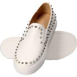 Pantofi Fete, piele ecologica, casual, albi