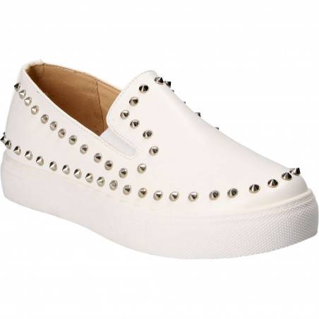 Pantofi Fete, piele ecologica, casual, albi