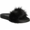 Slapi femei,trendy,cu puf,negru