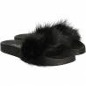 Slapi femei,trendy,cu puf,negru