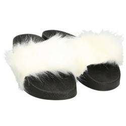 Slapi femei,trendy,cu puf,negru