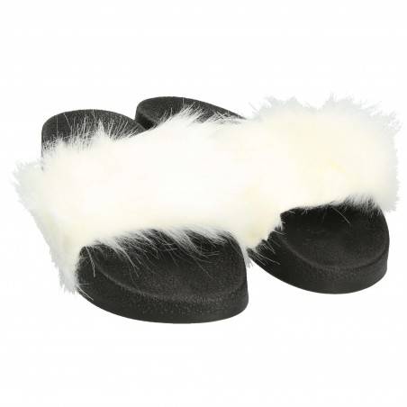 Slapi femei,trendy,cu puf,negru