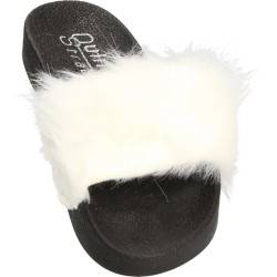Slapi femei,trendy,cu puf,negru