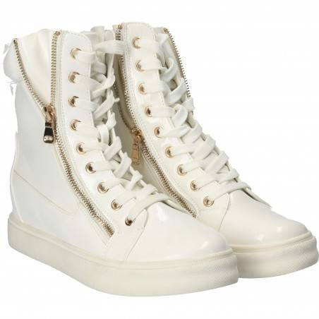 Ghete Femei, piele ecologica, casual, alb