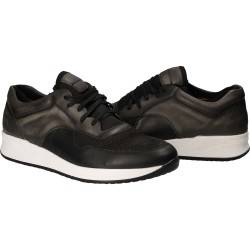 Pantofi Barbati Casual Piele Negru cu Gri