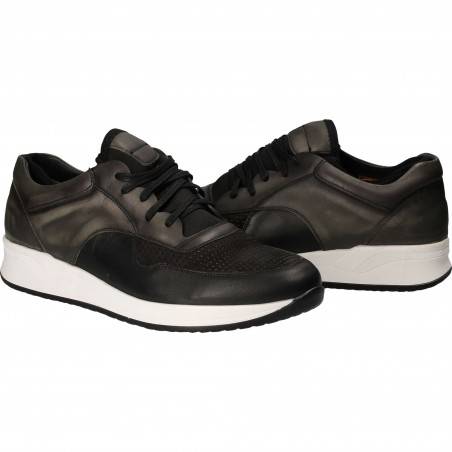Pantofi Barbati Casual Piele Negru cu Gri