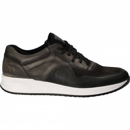 Pantofi Barbati Casual Piele Negru cu Gri