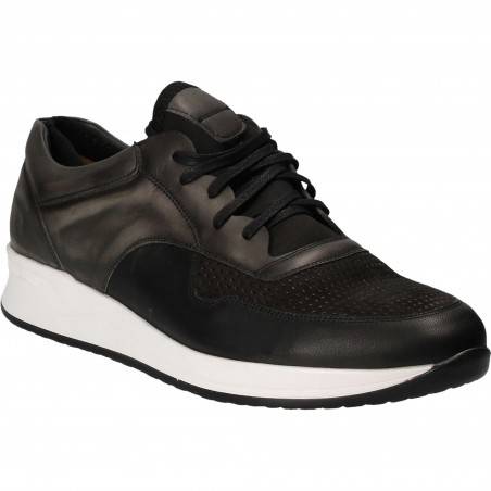 Pantofi Barbati Casual Piele Negru cu Gri