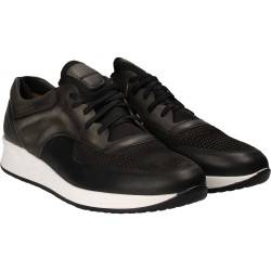 Pantofi Barbati Casual Piele Negru cu Gri