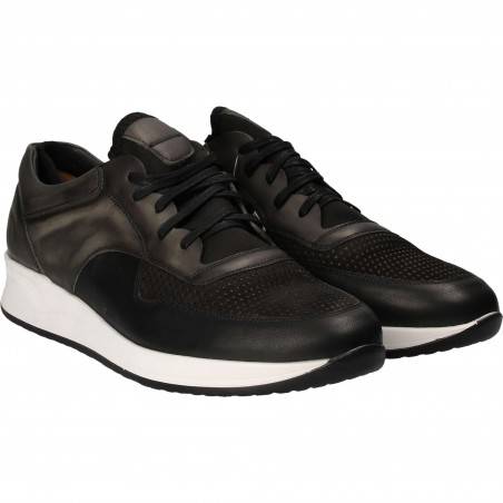 Pantofi Barbati Casual Piele Negru cu Gri