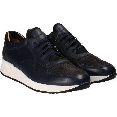 Pantofi Barbati Casual Piele Albastru cu Negru