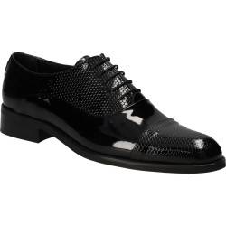 Pantofi din piele, eleganti, barbati, lac negru