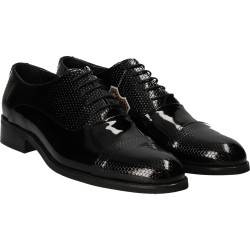 Pantofi din piele, eleganti, barbati, lac negru