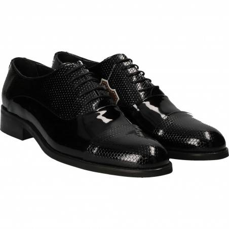 Pantofi din piele, eleganti, barbati, lac negru