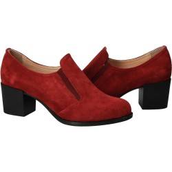 Pantofi din velur, eleganti, femei, rosie