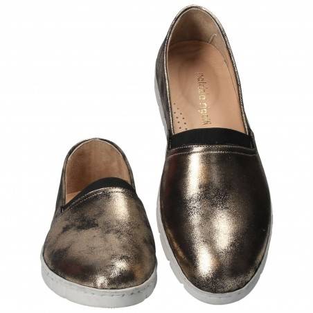 Pantofi Femei, piele, casual, espadrile, auriu
