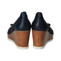 Pantofi Femei, piele, elegant, platforma, albastru
