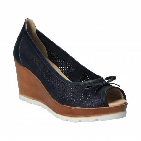 Pantofi Femei, piele, elegant, platforma, albastru