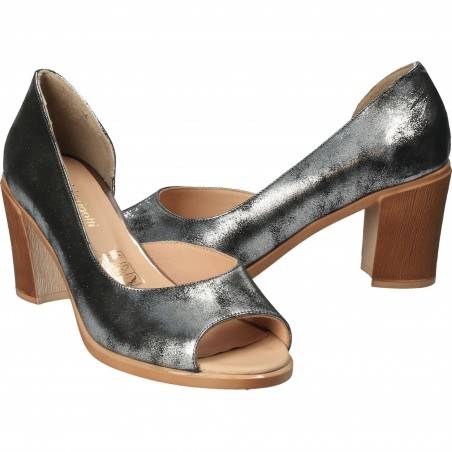 Pantofi Femei, piele, elegant, argintiu