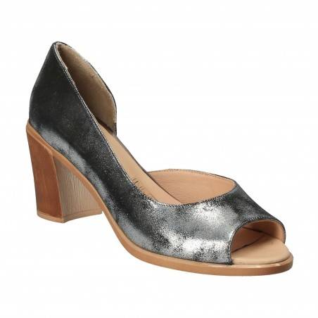 Pantofi Femei, piele, elegant, argintiu