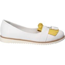 Pantofi Femei, piele, casual, alb cu galben