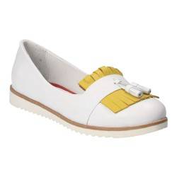 Pantofi Femei, piele, casual, alb cu galben