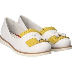 Pantofi Femei, piele, casual, alb cu galben