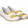 Pantofi Femei, piele, casual, alb cu galben