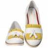 Pantofi Femei, piele, casual, alb cu galben