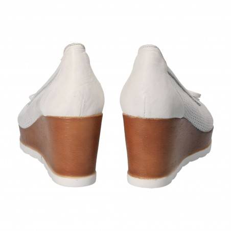 Pantofi Femei, piele, elegant, platforma, alb