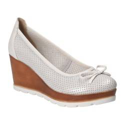 Pantofi Femei, piele, elegant, platforma, alb
