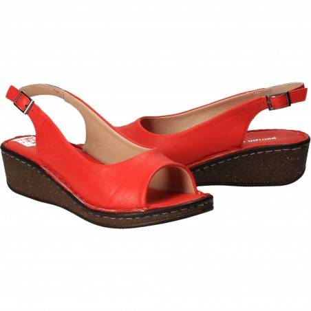 Sandale Femei, elegant, piele, rosu
