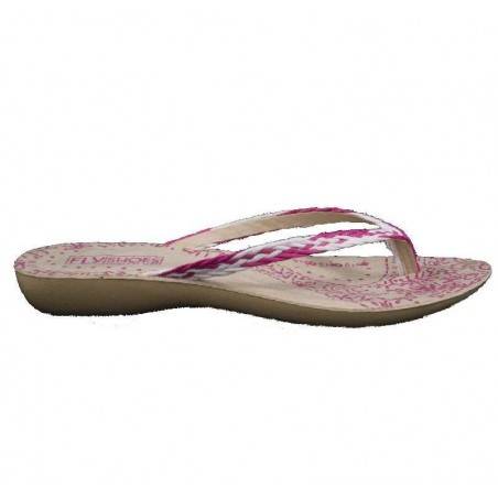 Slapi femei, flip flop, alb cu fucsia
