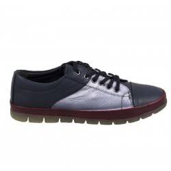 Sneakers dama, piele, cu insertii albe