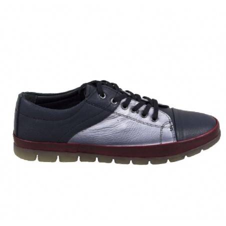 Sneakers dama, piele, cu insertii albe