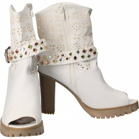 Sandale Femei Inalte Trendy Albe