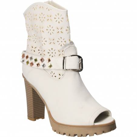 Sandale Femei Inalte Trendy Albe