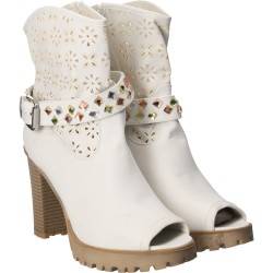Sandale Femei Inalte Trendy Albe