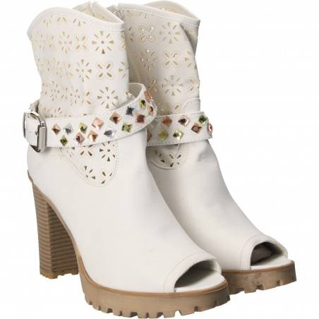 Sandale Femei Inalte Trendy Albe