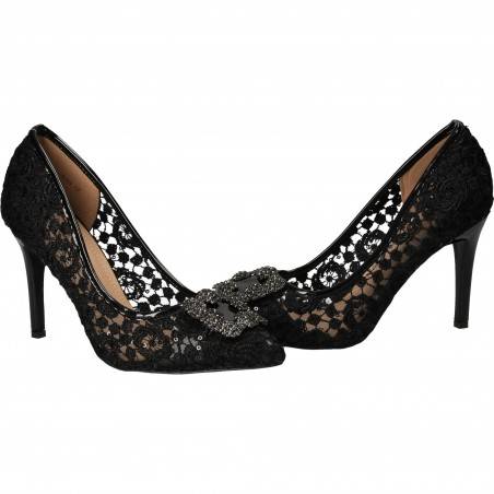 Pantofi Femei, Eleganti, Dame Rose, Negri, din dantela