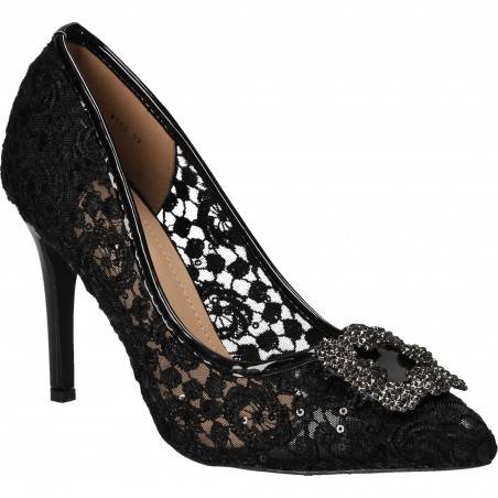 Pantofi Femei, Eleganti, Dame Rose, Negri, din dantela