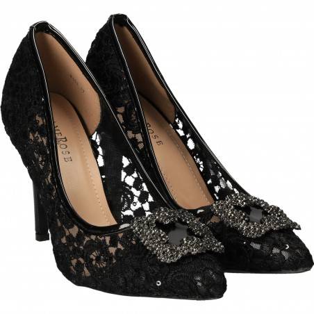 Pantofi Femei, Eleganti, Dame Rose, Negri, din dantela