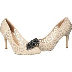 Pantofi din dantela Dame Rose bej