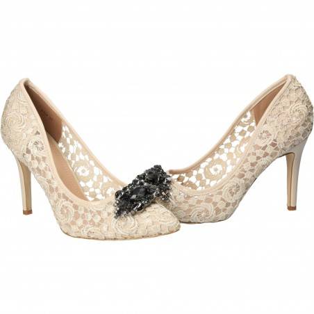 Pantofi din dantela Dame Rose bej