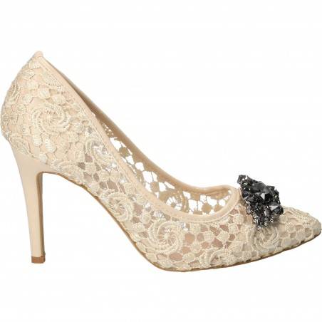 Pantofi din dantela Dame Rose bej