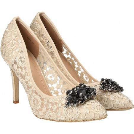 Pantofi din dantela Dame Rose bej