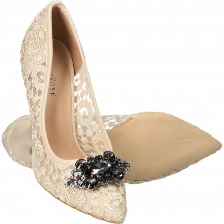 Pantofi din dantela Dame Rose bej
