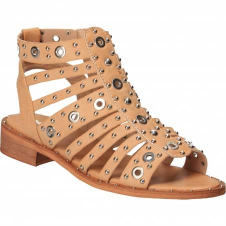 Sandale cu capse, trendy, bej pentru femei