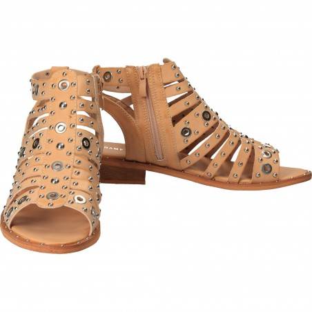Sandale cu capse, trendy, bej pentru femei