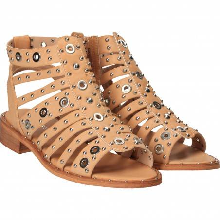 Sandale cu capse, trendy, bej pentru femei